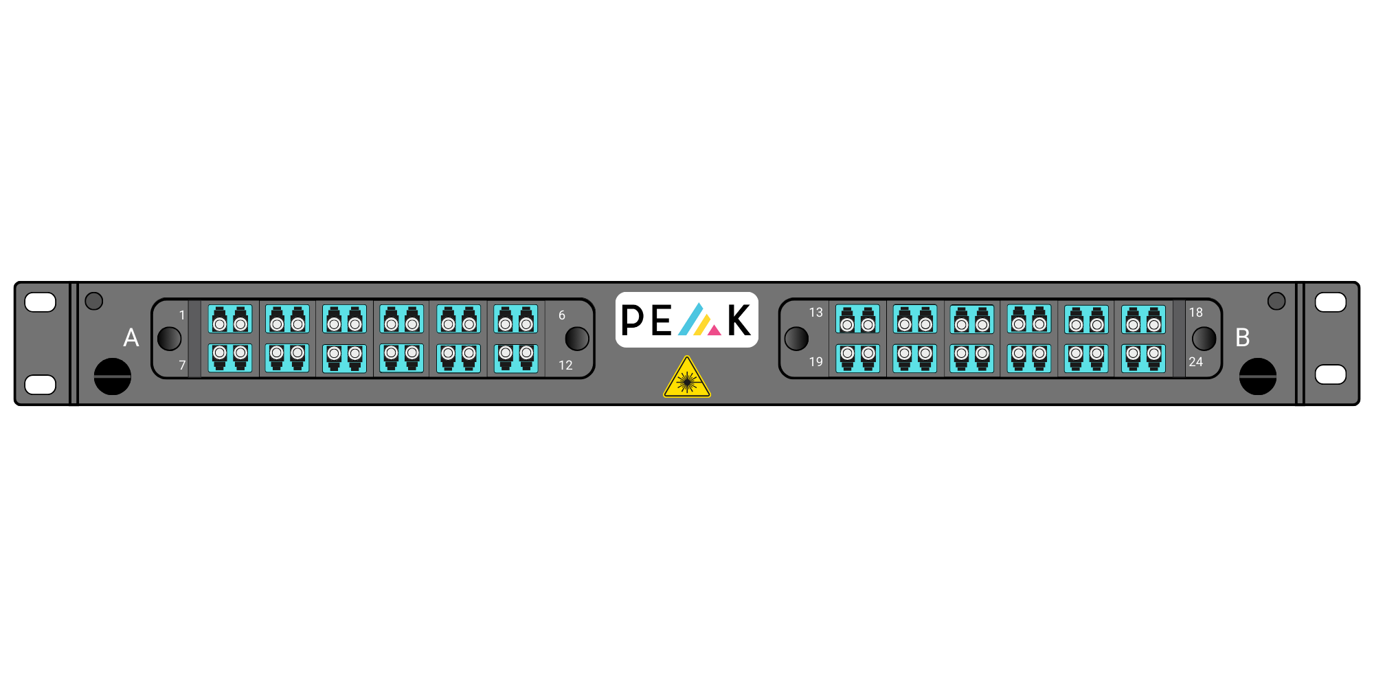 Loaded 1RU Sliding 2 panel 48F LC Inc Adapters & Pigtails OM3