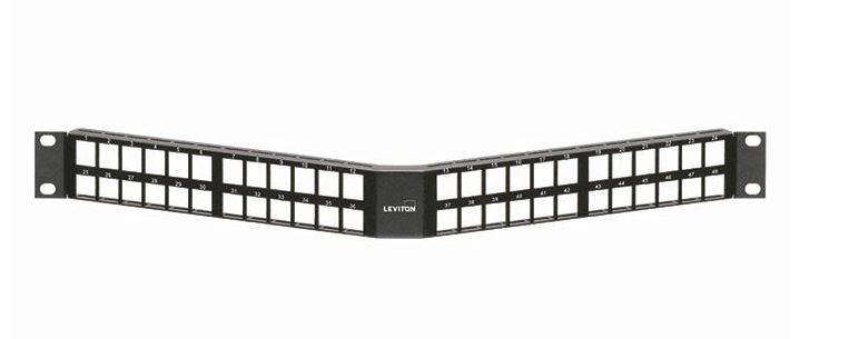 Angled QUICKPORT™ High-Density Patch Panel, 48‑Port, 1RU, Black