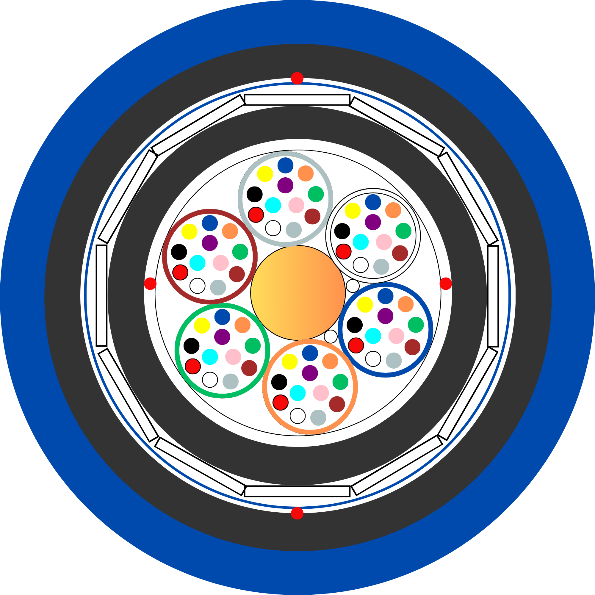 Cable OS2 24 Core FRP Water Block Nylon Blue