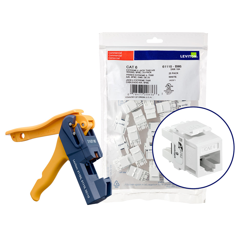 LEVITON eXtreme Cat 6 UTP Jack 110-Style 150PK- WHITE