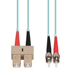 Patch Lead 10m OM4 SC-ST Duplex Aqua 2mm LSZH