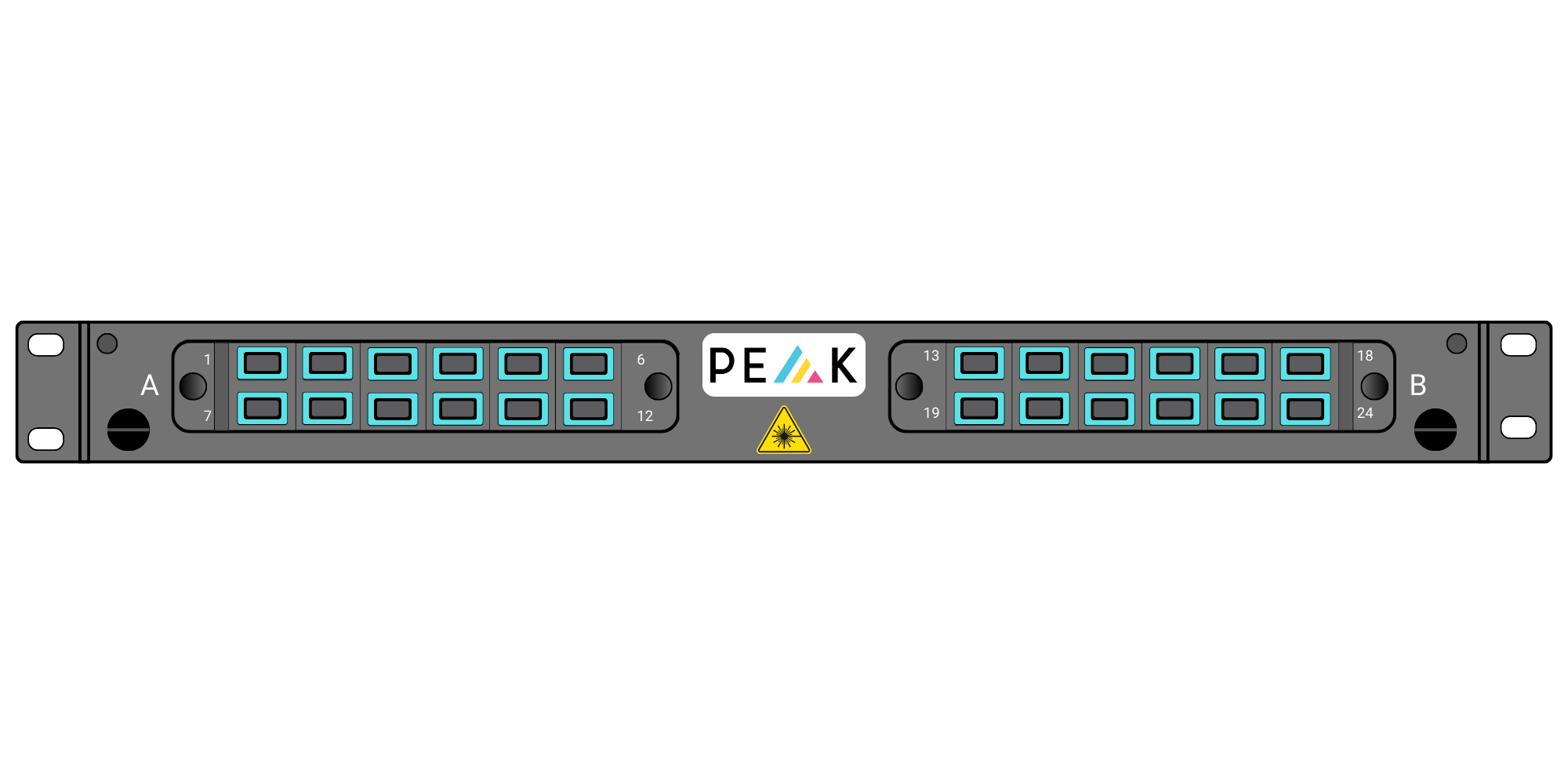 Loaded 1RU Sliding 2 panel 24 SC Duplex Inc Adapters & Pigtails OM3 (Flat Plates)