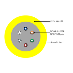 Cable OS2 6 Core Indoor Outdoor Riser LSZH Yellow